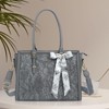 Laptop Bag PU Leather Tote Bag Compatible Computer Bags with Silk Scarf&Clutch Purse, Gray - 4 of 4