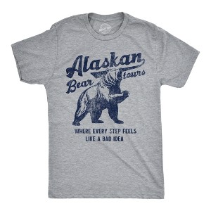 Mens Funny T Shirts Alaskan Bear Tours Sarcastic Graphic Novelty Tee For Men - Crazy Dog Men's T Shirt - 1 of 4