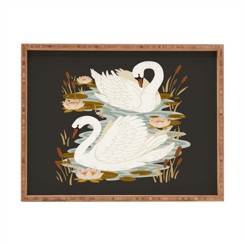 Avenie Swan Dance Rectangular Bamboo Tray - Deny Designs - image 1 of 2