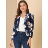 INSPIRE CHIC Women's Open Front Office Long Sleeve Lightweight Printed Floral Crop Suit Blazer - 4 of 4