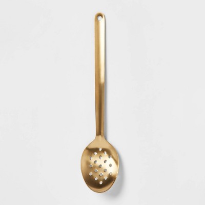 Stainless Steel Brass Finish Slotted Spoon - Threshold™