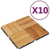 vidaXL Decking Tiles 10 pcs 11.8"x11.8" Solid Wood Teak - 2 of 4