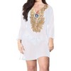 HAPPY BAY Women's Summer Loose Beachwear Mini Dress Vacation Swimwear Swim Suit Short Bathing Suits Swimsuit Cover Ups for Women 8-12 White Solid - 3 of 3