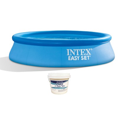 Intex 28107EH 8 X 24 Inch Inflatable Circular Above Ground Portable Outdoor Family Swimming Pool with Filter and 3 Inch Chlorine Tabs, 50 lbs