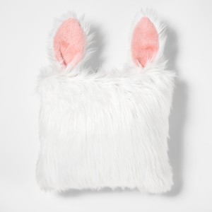 Rabbit Faux Fur Throw Pillow White - Pillowfort