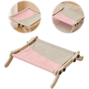 Cat Window Sill Perch, Cat Window Hammock Load Capacity 18Kg and One-Step Sliding Clamping Slot Adjustable Pet Bed for Windowsill Bedside Cabinet - 1 of 4