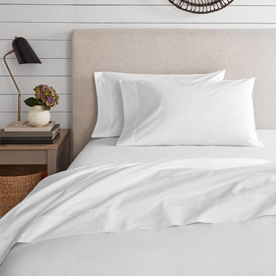 White Twin Cotton Blend Jersey Sheet Set