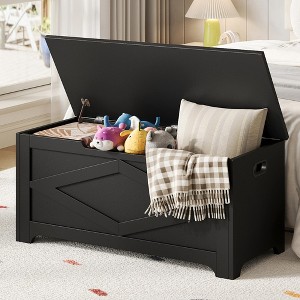 Storage Chest, Wooden Storage Bench with Safety Hinge, Easy Assembly, Large Toy Chest for Entryway, Living Room, Bedroom - 1 of 4
