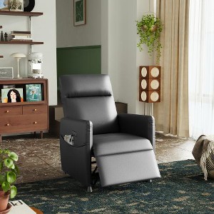 Airsurfer Black Leather Power Recliner Chair, Electric Recliner with Footrest & Backrest, Compact Design for Small Spaces, Home Theater, Living Room - 1 of 4