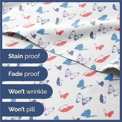 Twin Butterfly Print Microfiber Kids Bedding Set