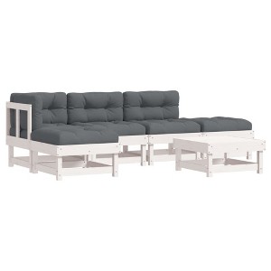 vidaXL Patio Furniture Set with Cushions Outdoor Lounge Set 6 Piece Solid Wood - White Pine - 1 of 4