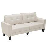 Costway Modern 79.5inch Fabric Loveseat Couch Living Room Sofa for Small Spaces Beige
