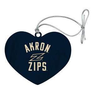 University of Akron Zips Logo Heart Love Wood Christmas Tree Holiday Ornament - 1 of 3