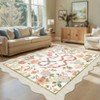 Washable Scalloped Living Room Rugs, Floral Snake Print Farmhouse Bedroom Carpet, Non Slip Low Pile Dining Room Rugs - 2 of 4