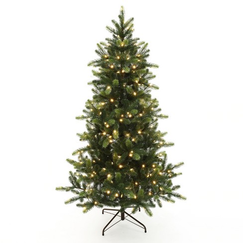 Luxenhome 6ft Pre-lit Green Full Fir Artificial Christmas Tree With ...