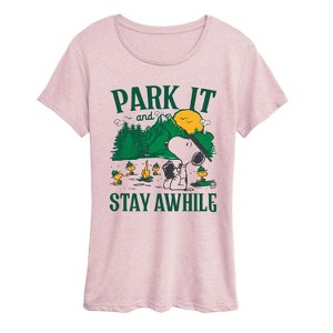 Women's - Peanuts - Park It And Stay Awhile Short Sleeve Graphic T-Shirt - 1 of 4