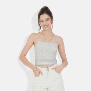 Women's Slim Fit Mesh Cropped Cami - Wild Fable™ Green Floral L