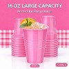 50-Pack 16oz Solid Pink Disposable Plastic Drinking Cups, Heavy Duty ...