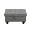 DOMETOUR Gray Linen Storage Ottoman - Fabric Upholstered Footrest with Hidden Storage, Modern Accent Bench for Living Room or Bedroom - 2 of 4