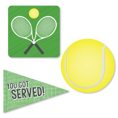 Big Dot of Happiness You Got Served - Tennis - DIY Shaped Baby Shower or Tennis Ball Birthday Party Cut-Outs - 24 Count