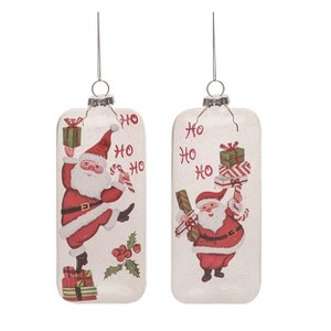 Transpac Glass Vintage Painted Santa Ornament Set of 2 Christmas Home Decorations - 1 of 1