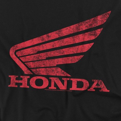 Мужские футболки Honda Men's Honda Distressed Powersports Wing T-Shirt, Black, Small — фото 2