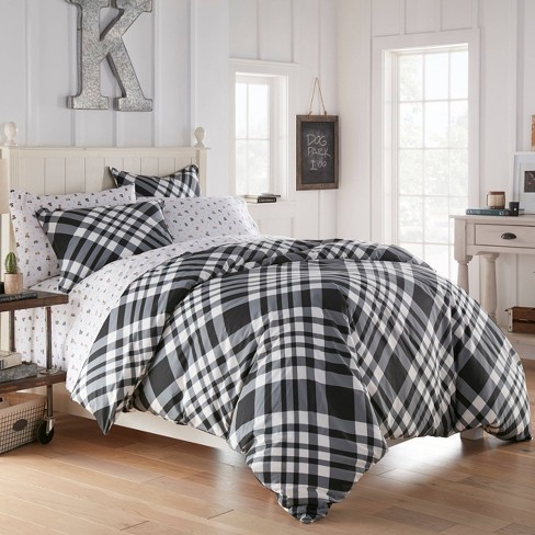 Poppy Fritz Twin Poppys Plaid Duvet Cover Set Black White Target