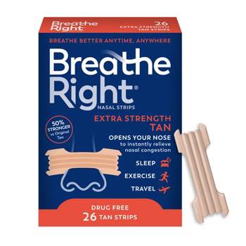 Breathe Right Extra Tan Drug-Free Nasal Strips for Congestion Relief - 26ct