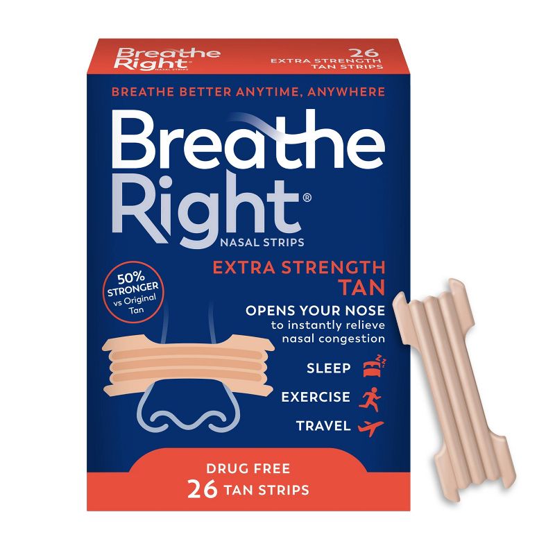 Breathe Right Extra Tan Drug-Free Nasal Strips for Congestion Relief, 1 of 9