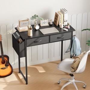 CAVINAS Home Office Desk Modern Writing Desk with 2 Storage Drawers, Side Storage Pocket and Hook for Study - 1 of 4