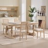 French Country Armless Dining Chairs,Cotton Linen Upholstered Dining Chairs with Solid Wood Frame,Rattan Backrest Dining Chairs-Coolbibila - 3 of 4
