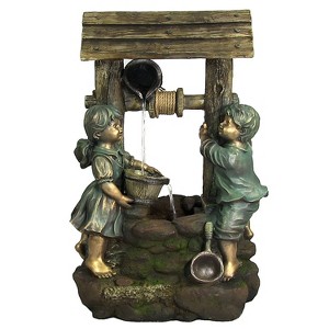 Sunnydaze 39"H Polyresin and Fiberglass Children at the Well Outdoor Water Fountain with LED Light - 1 of 4
