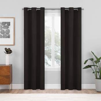 2pk 37"x108" Blackout Shadow Curtain Panels Black - Eclipse