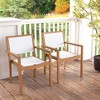 MOEPISY Set of 2 Stackable Outdoor Dining Chair with Acacia Wood Frame - 3 of 4