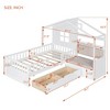Sapphtopaz Wooden Twin Size House Bed Frame for Kids with Drawer & Side Sofa Floor Platform Bed with Roof & Guardrail for Kids Playroom, Nursery - 3 of 4