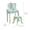 Teamson Kids Heart Glow Wooden Vanity Set with LED Lights Mirror & Stool - 3 of 4