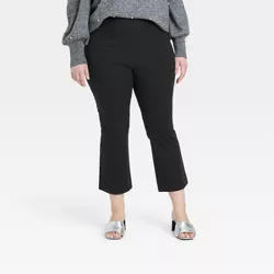 Women's Plus Size Super-High Rise Slim Fit Cropped Kick Flare Pull-On Pants - A New Day™ Black 26W