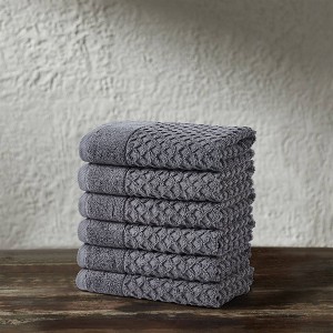 4pc Cotton Diamond Textured Towel Set - Isla Jade - 1 of 4
