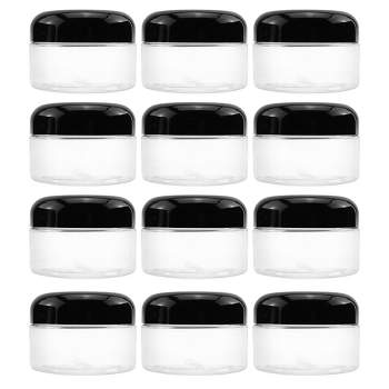 Cornucopia Brands 4oz Clear Plastic Jars, 12pk; Jars w/Black Domed Lids