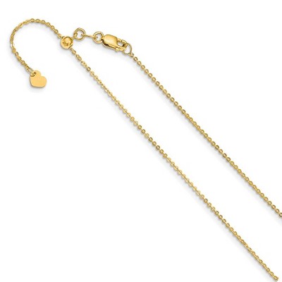 Black Bow Jewelry 1mm 14k Yellow Gold Adjustable Flat Cable Chain Necklace, 22 Inch