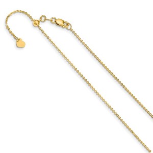 Black Bow Jewelry 1mm 14k Yellow Gold Adjustable Flat Cable Chain Necklace, 22 Inch - 1 of 4