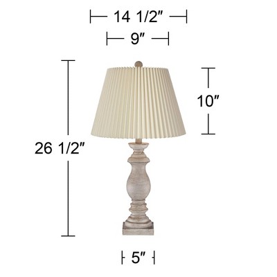 White-Washed Resin Table Lamps with Ivory Linen Shades, Set of 2