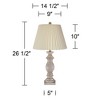 Regency Hill Rustic Farmhouse Table Lamps 26 1/2" High Set of 2 White-Washed Faux Wood Ivory Linen Pleat Shade for Bedroom Living Room - 4 of 4