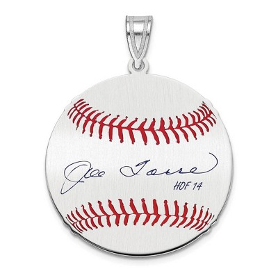 Black Bow Jewelry Sterling Silver Joe Torre Signature MD Enamel Baseball Pendant