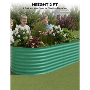 Galvanized Raised Garden Beds Outdoor, Oval Metal Planter Boxes Outdoor, Bottomless Planter Raised Beds for Vegetables Flowers Herbs Fruits - 1 of 4