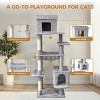 TopComfy Pet Tower Multi Level Cat Tree Unique House Design Soft Hammock Durable Scratching Posts Plush Tower for Cats, Gray, 21.7"*18.1"*64" - 4 of 4
