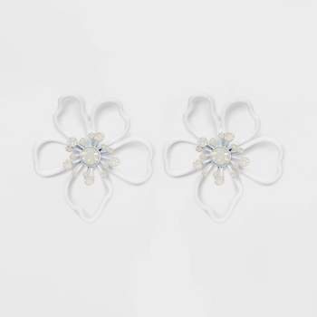 Wired Flower Stud with Stone Center Earrings - A New Day™