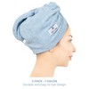 American Soft Linen 100% Cotton Hair Drying Towels for Women, 2 Pack Turkish Hair Towel Wrap, Head Towel Cap with Button, Hair Turban Towel - 2 of 4