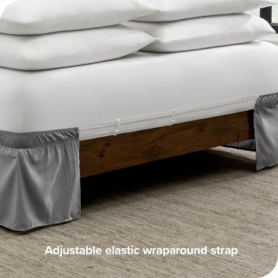 Full Light Gray Ruffled Polyester Wrap Around Bed Skirt
