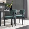 Vynxaria Set of 2 Green Mid Century Boucle Dining Chairs with Black Metal Legs - 3 of 4